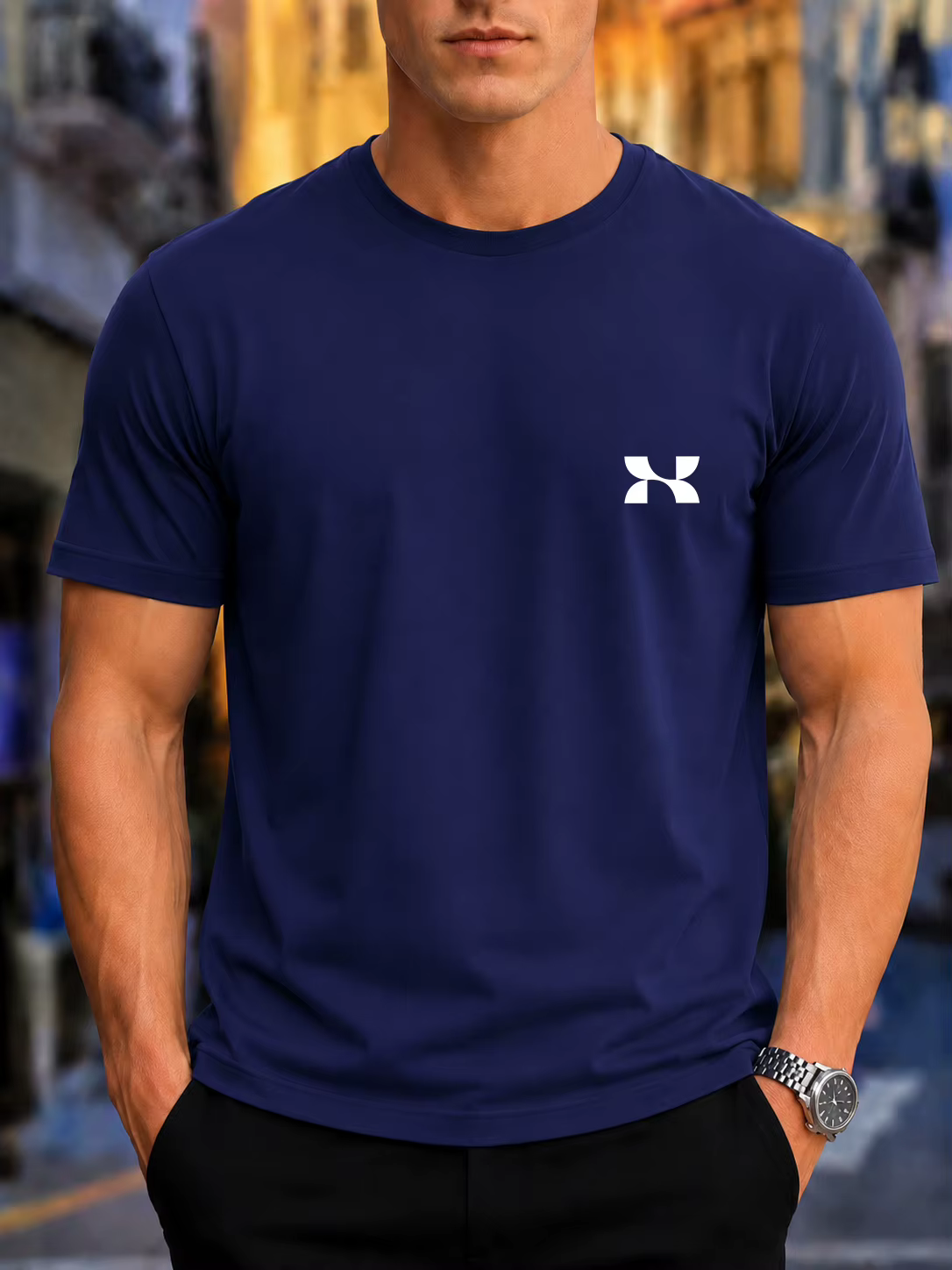 Nouveau T-shirt Sport Respirant 2026, Haut Décontracté à Col Rond pour Homme avec Petit Logo Minimal