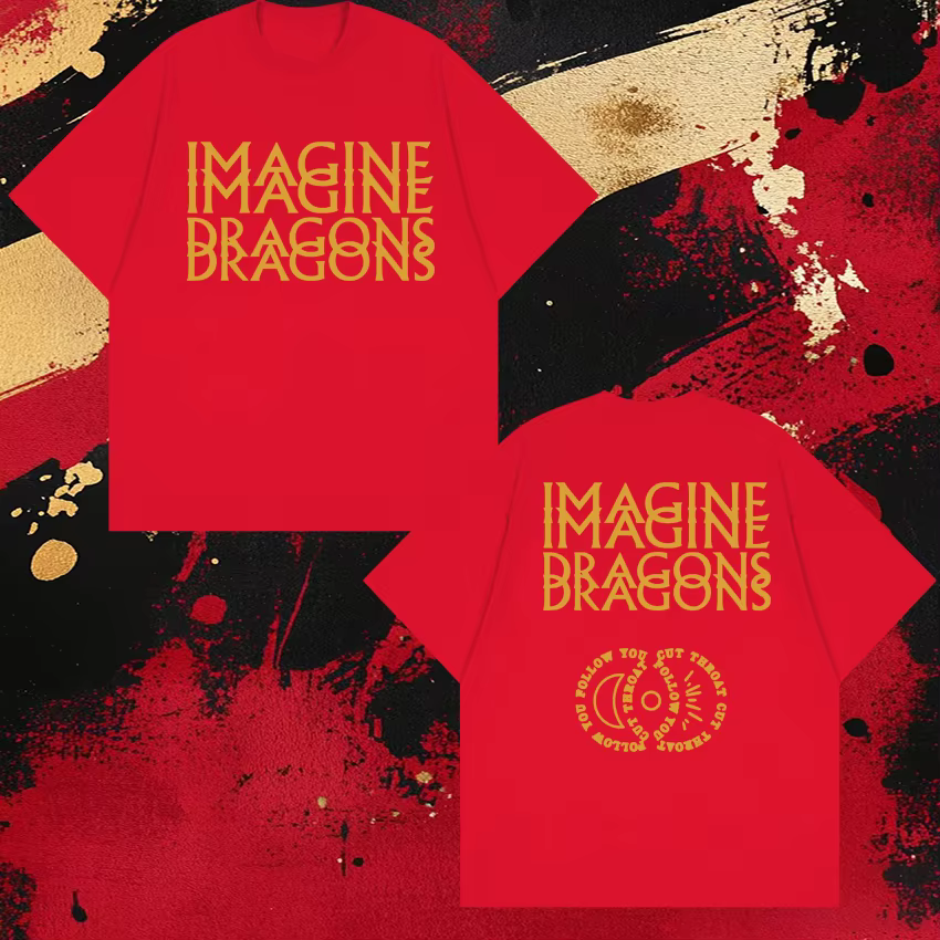 Imagine Dragons Album Tour 2026 T-shirt imprimé double face unisexe surdimensionné 100% coton T-shir