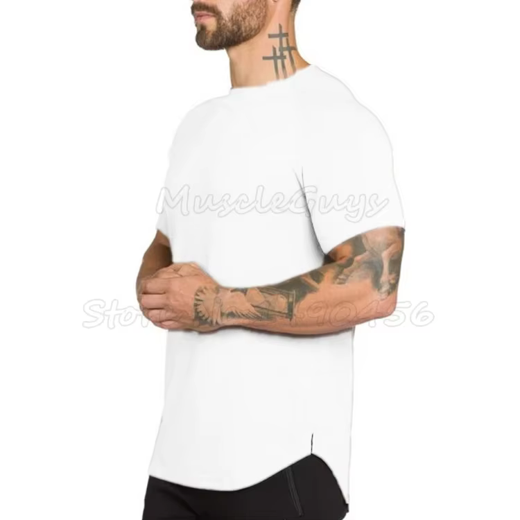 T-shirt de fitness en coton à manches courtes pour hommes, vêtements de sport de marque, t-shirt de 