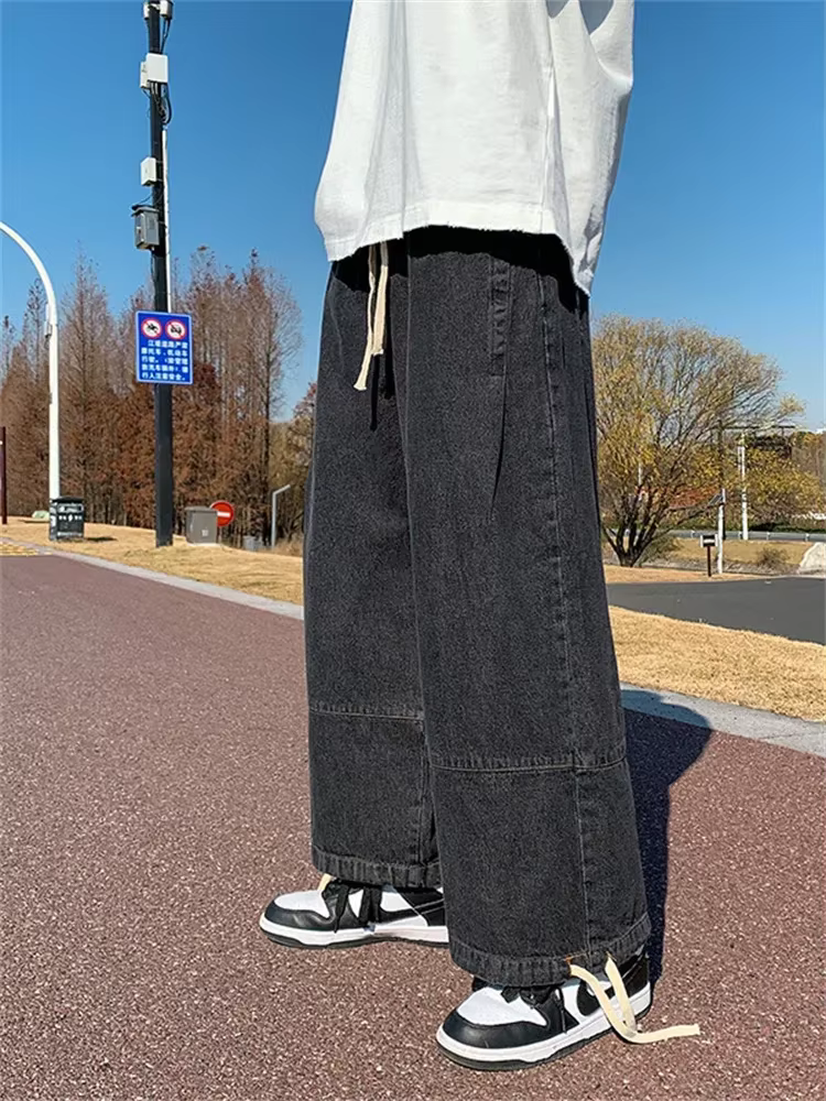 Baggy jean pantalon homme Denim pantalon noir jambe large jean homme surdimensionné Cargo coréen Str