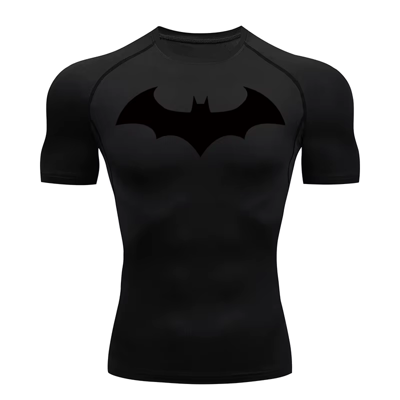 Chemises de Compression graphiques chauve-souris pour hommes, manches courtes, protection contre les