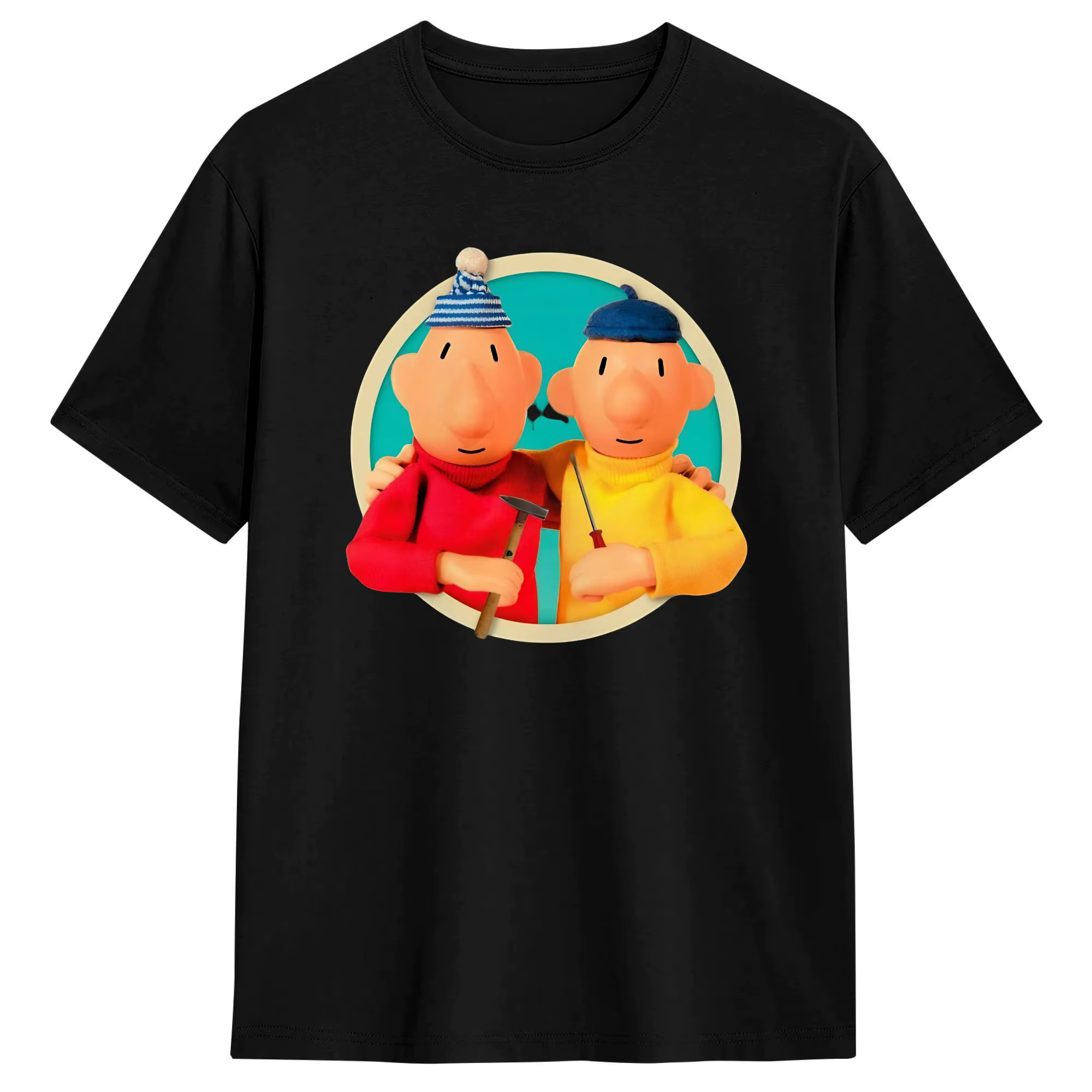 T-shirt pour homme Pat et Mat, dessin animé, vêtements en coton pur, t-shirts amusants à manches cou