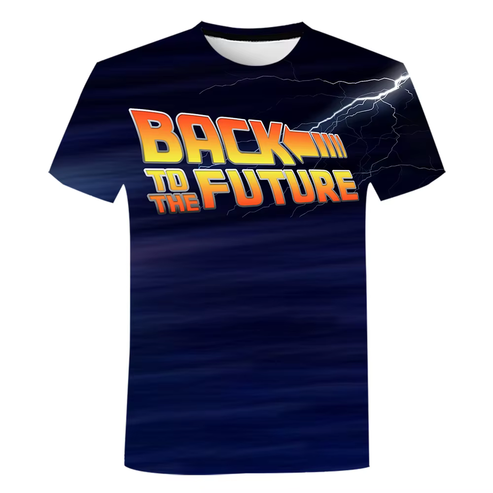 Film retour vers le futur 3D imprimé T-Shirts hommes femmes décontracté mode surdimensionné à manche