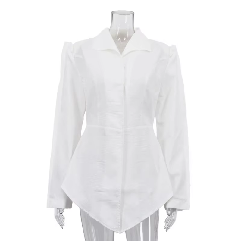 Chemisier Corset Blanc Élégant à Boutons 2026 Nouvelle Collection Chic Style Français Manches Longue