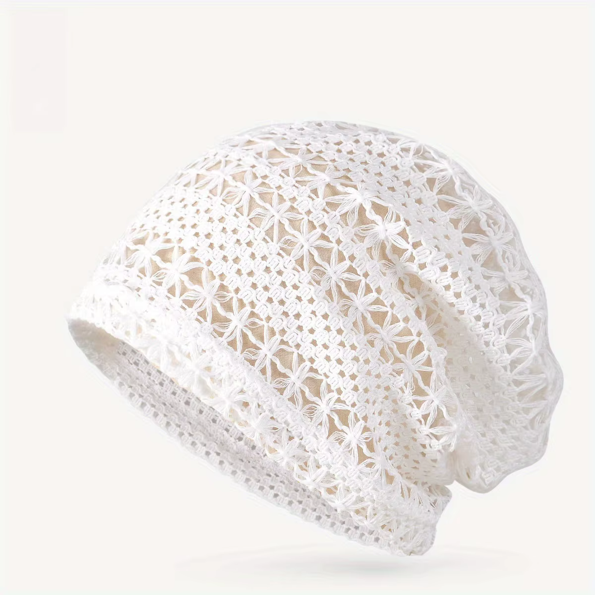 Bonnet en dentelle léger et respirant pour femmes, casquette ajourée monocouche avec motif complexe,