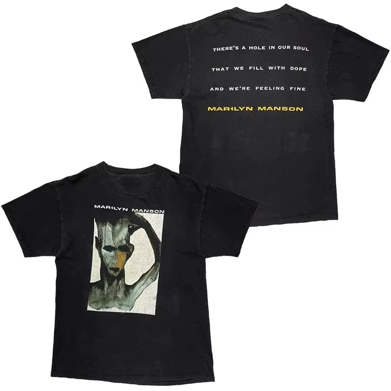 T-Shirt rétro Marilyn Manson en coton pour hommes et femmes, Streetwear d'été
