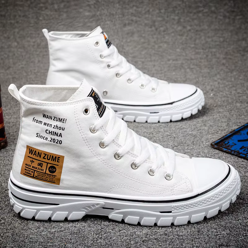 Chaussures montantes en toile pour hommes, bottes de rinçage plates respirantes, à lacets, décontrac