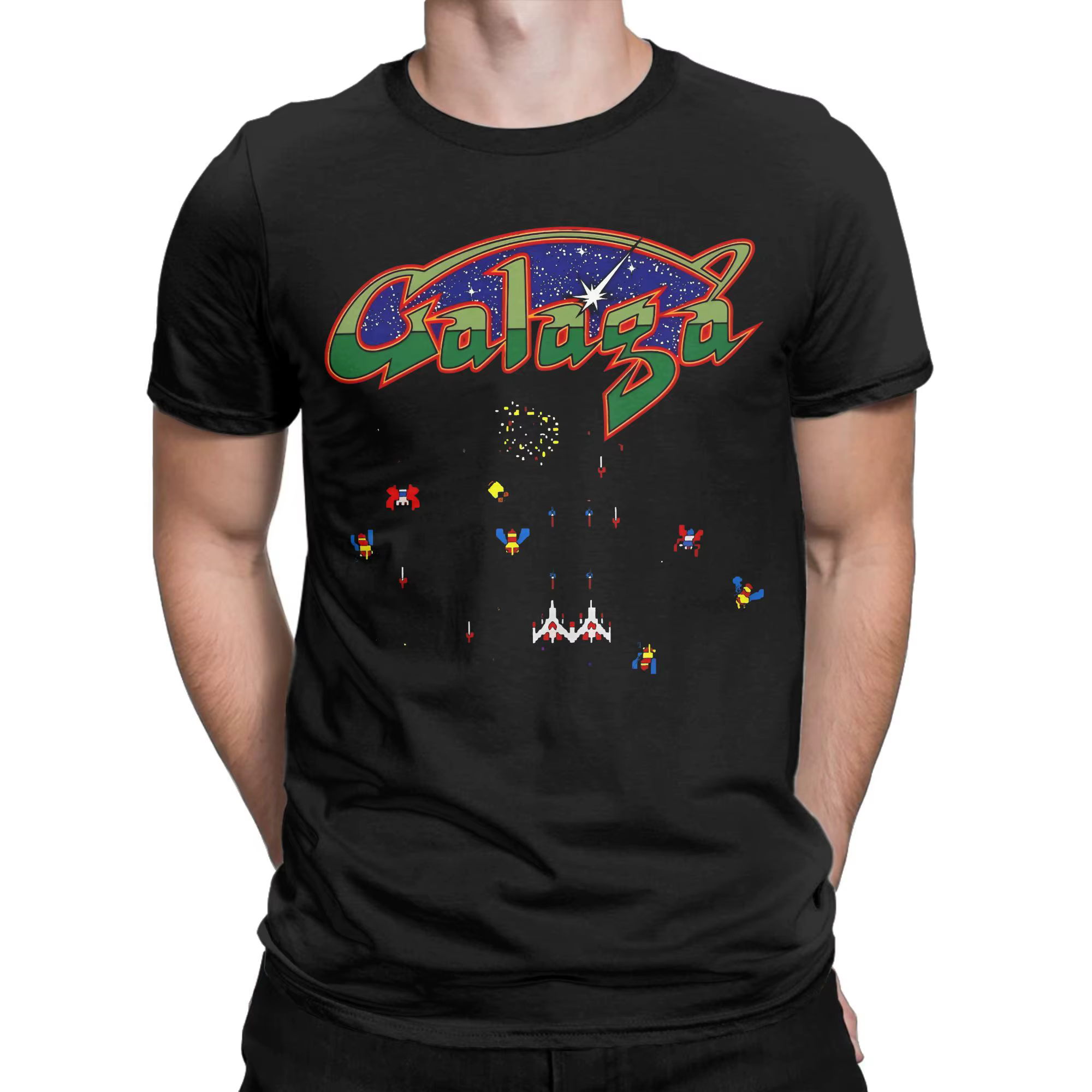 Arcade Galaga jeu fans de jeu accessoires unisexe t-shirts coton T-shirt graphique imprimé T-shirt v