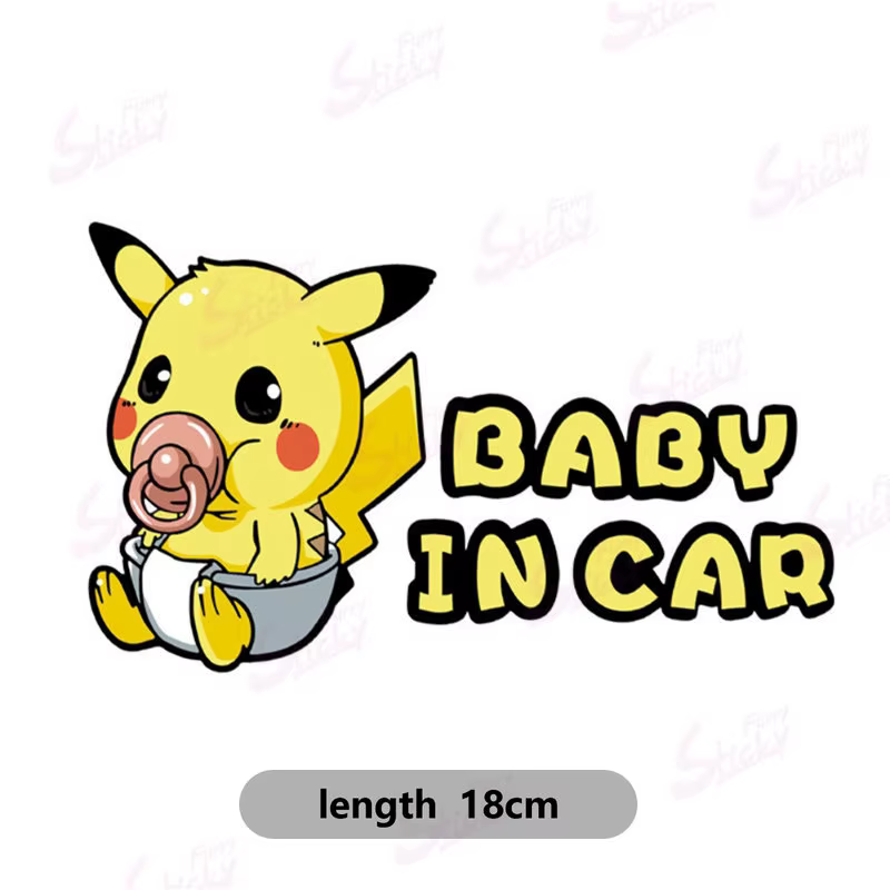 Autocollants de voiture Pikachu Baby on Board pour fenêtre de voiture ou de camion, autocollants amu
