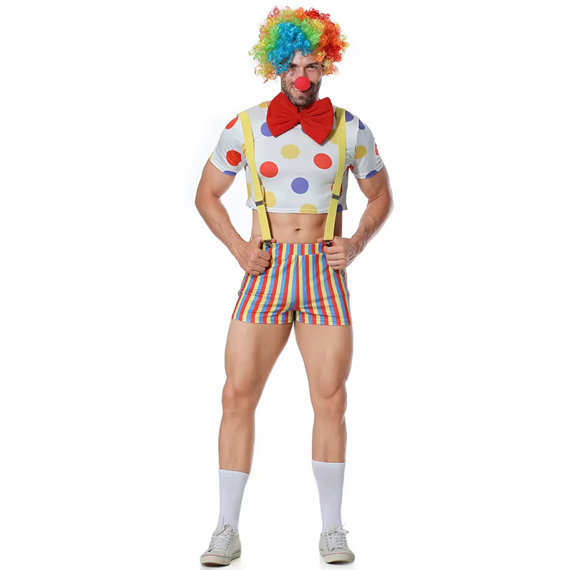Costume de Clown drôle, accessoire de tour de magie, couvre-chef, barboteuse, nœud papillon, Rose ro