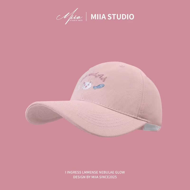 Casquettes de Baseball brodées pour femmes, couleur Macaron douce coréenne, chat mignon, voyage d'ét