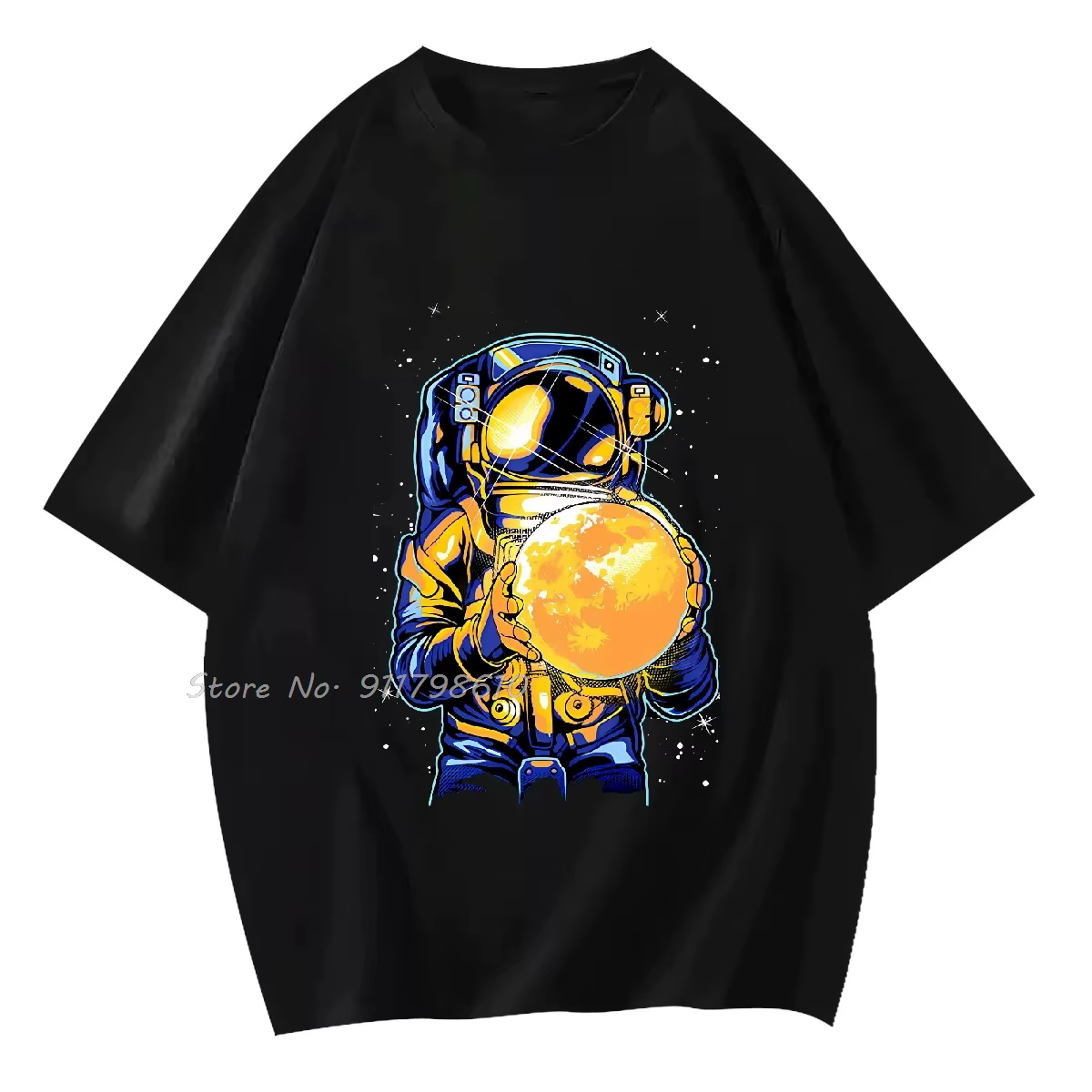 T-shirt décontracté en coton astronaute respirant surdimensionné T-shirt Hippie unisexe hauts t-shir