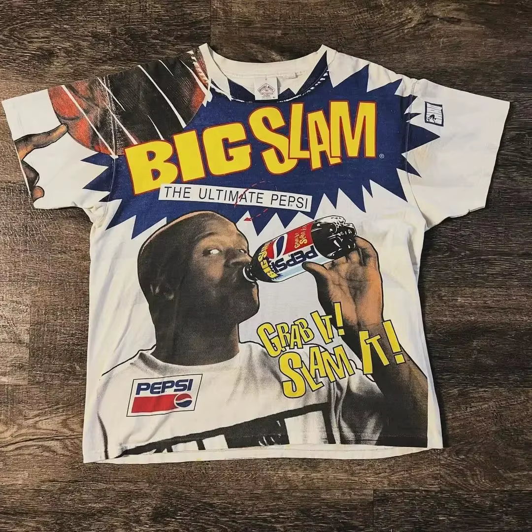 T-shirt graphique de basket-ball imprimé Big Slam pour hommes, sweat-shirt en pur coton, vêtements h