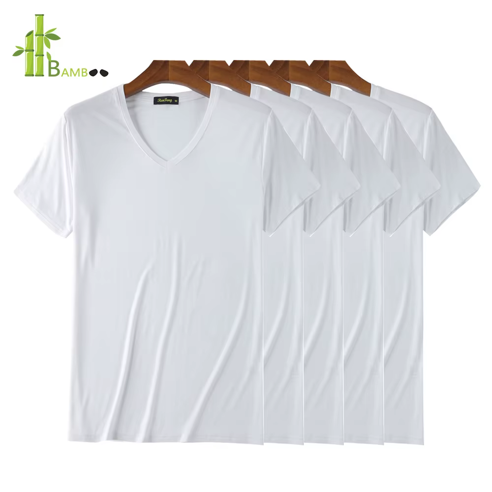 Économie à col en V en viscose de bambou doux pour hommes, maillots de corps blancs confortables, ma