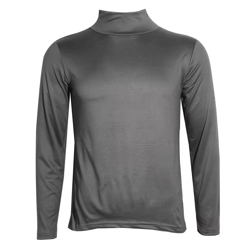 T-Shirt à col roulé pour hommes, couleur unie, décontracté, manches longues, chemise basique, mode, 