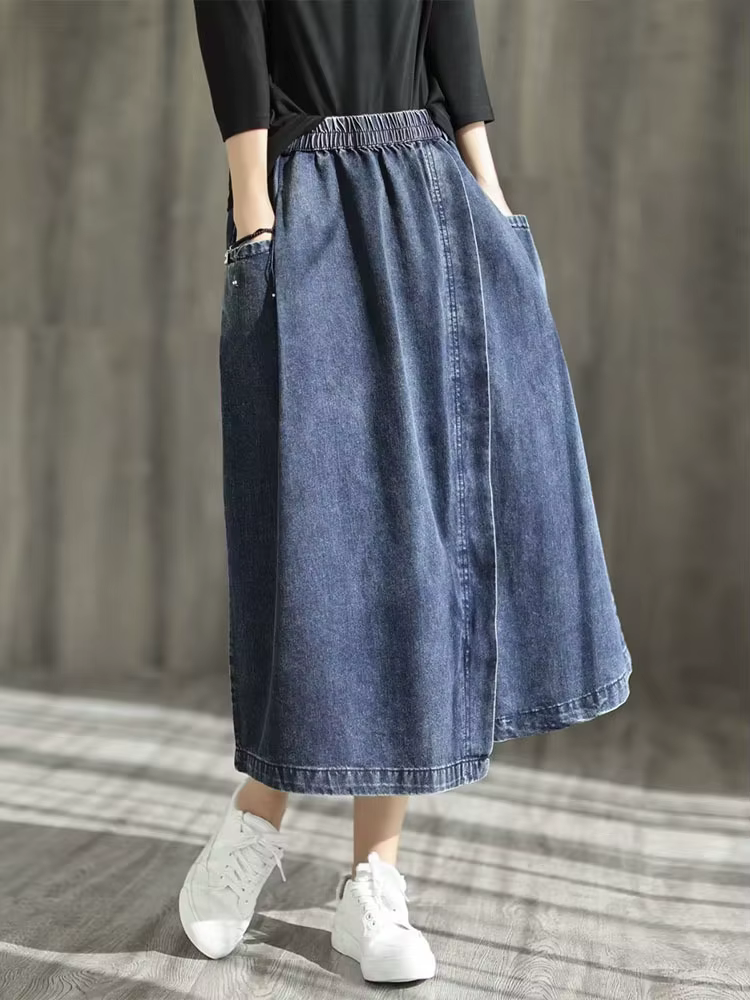 Amax luluE 2024 printemps nouveau Streetwear femmes mode Vintage jupes en Denim amples femmes de lux