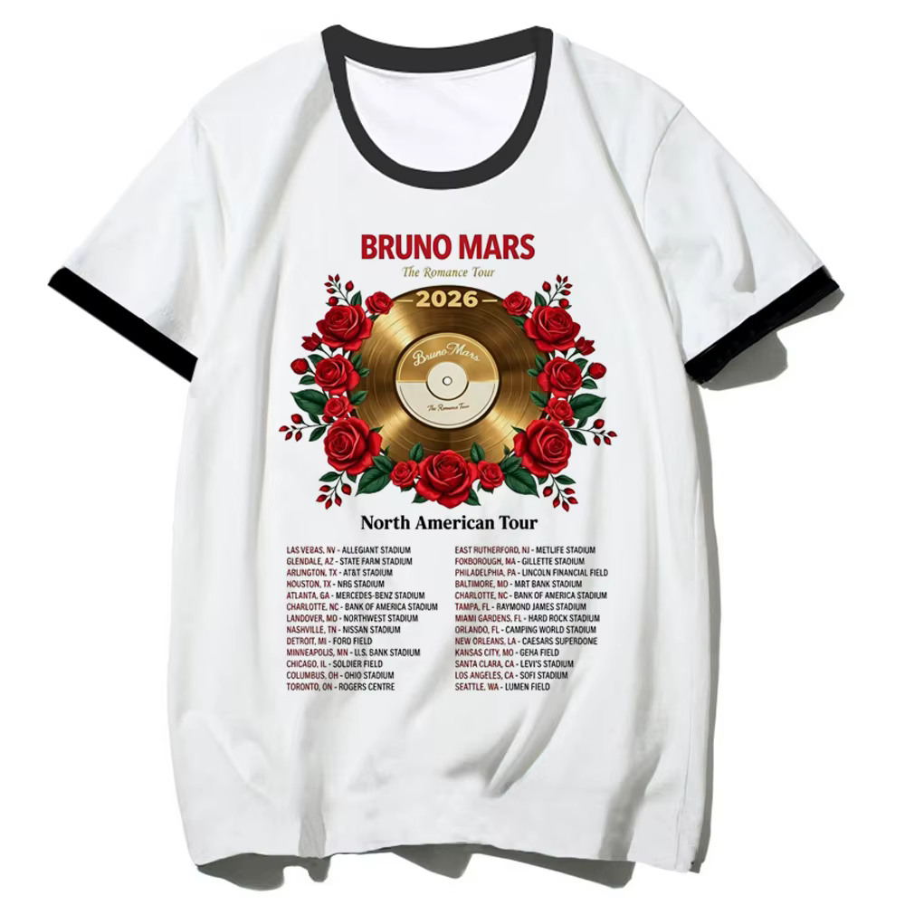 T-shirt Bruno Mars pour femme, style baddie goth manga dollette, streetwear goth gothique kawaii emo