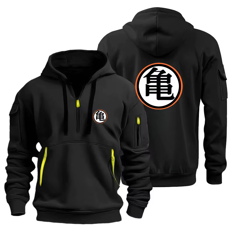 Sweat-shirt à capuche Dragon Ball Goku DBZ à demi-zip, décontracté, confortable et polyvalent pour l