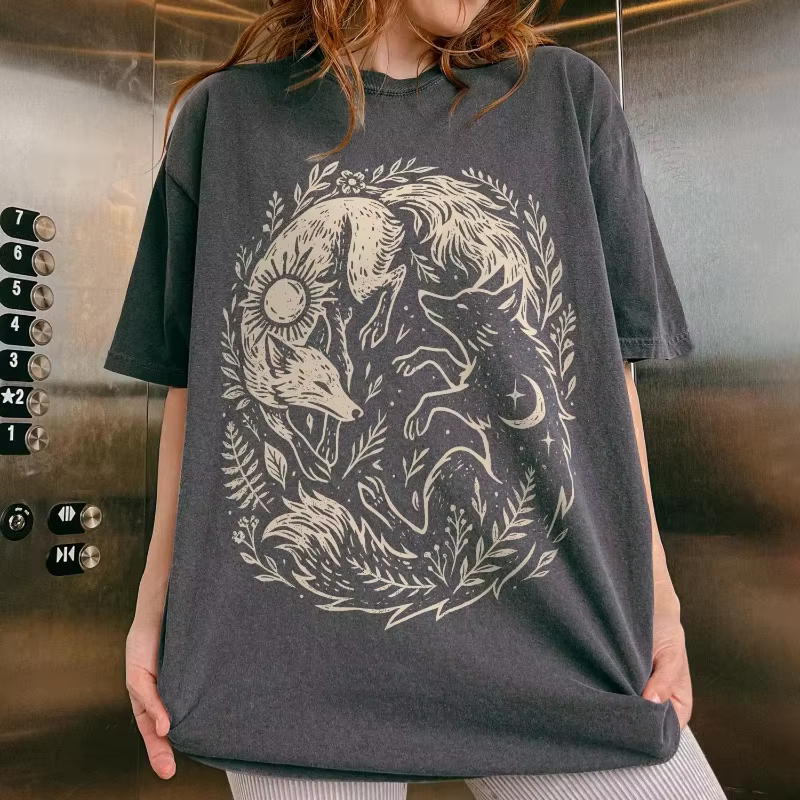 T-shirt d'été pour femmes, T-shirt Forêt Magique, T-shirt à motif animalier mystérieux, chemises Dar