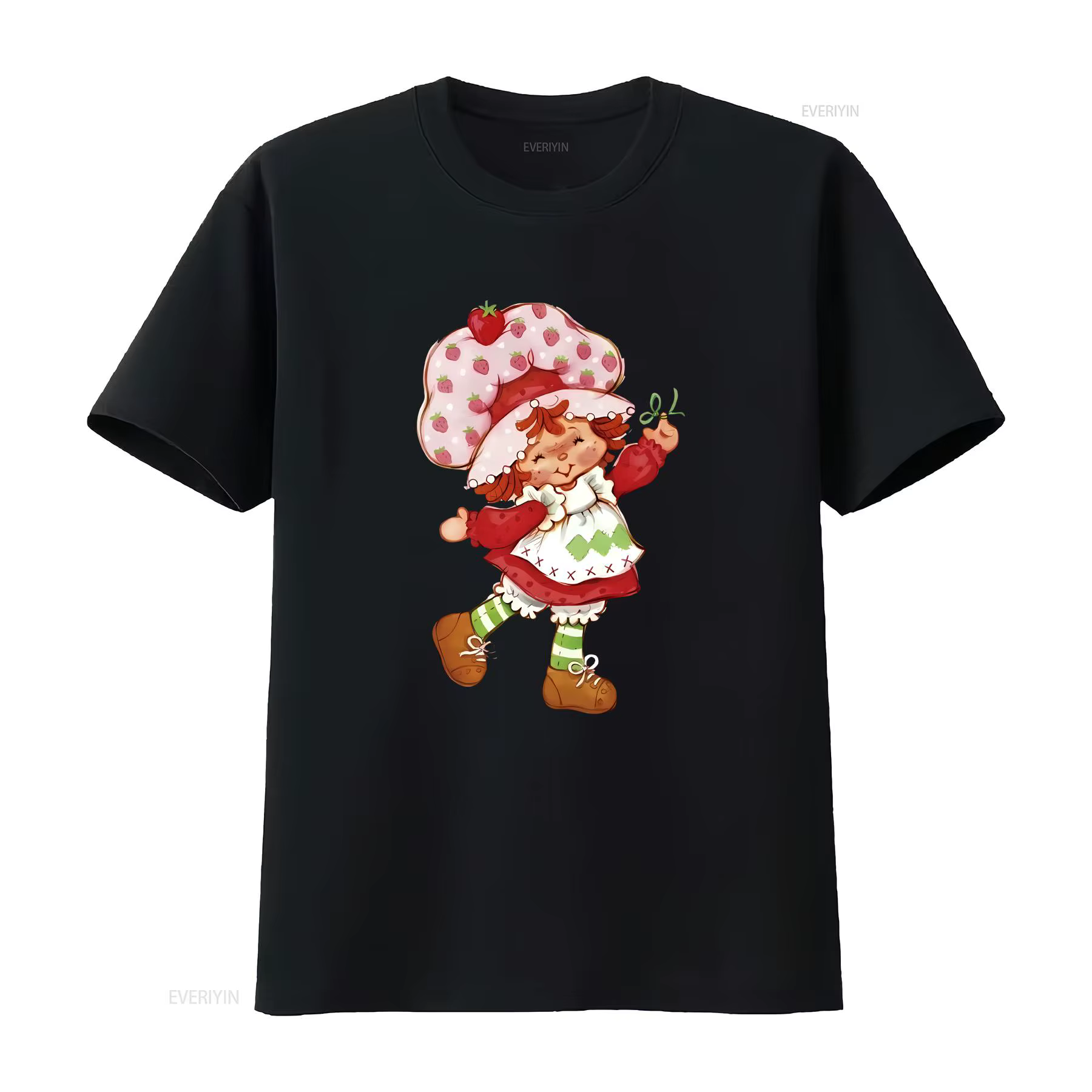 Fraise poupée raccourci mignon nostalgique années 2000 Y2k 2003 à la mode coton lourd t-shirt vintag