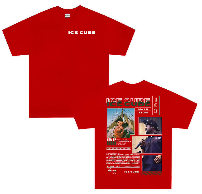 Rappeur Ice Cube Tour Album 2025 t-shirts graphiques hommes Hip Hop surdimensionné à manches courtes
