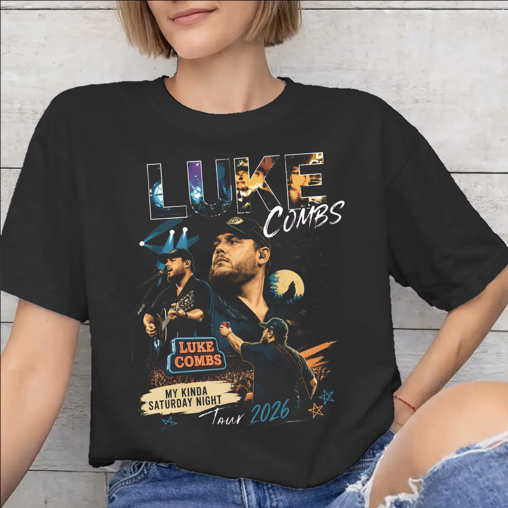 Lukes Combs My Kinda Saturday Night Tour 2026 T-shirts imprimés graphiques pour hommes et femmes, t-
