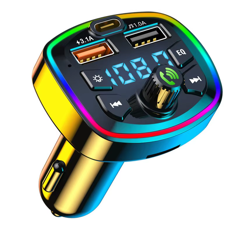 Transmetteur FM Bluetooth 5.0 pour voiture, adaptateur sans fil, micro, récepteur Audio, lecteur MP3