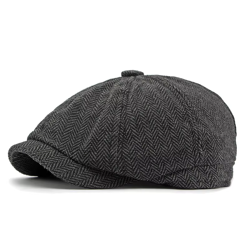 Casquette plate en sergé pour hommes et femmes, casquettes gavroche à chevrons, chapeau octogonal de