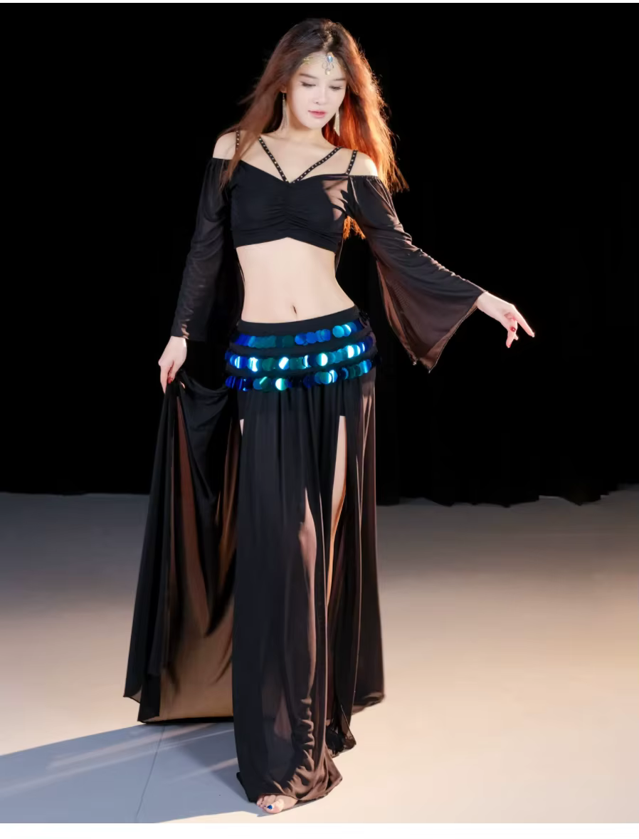 Haut et jupe sexy en ylène indien pour femmes, vêtements de danse du ventre pour dames, mode, 1 ense