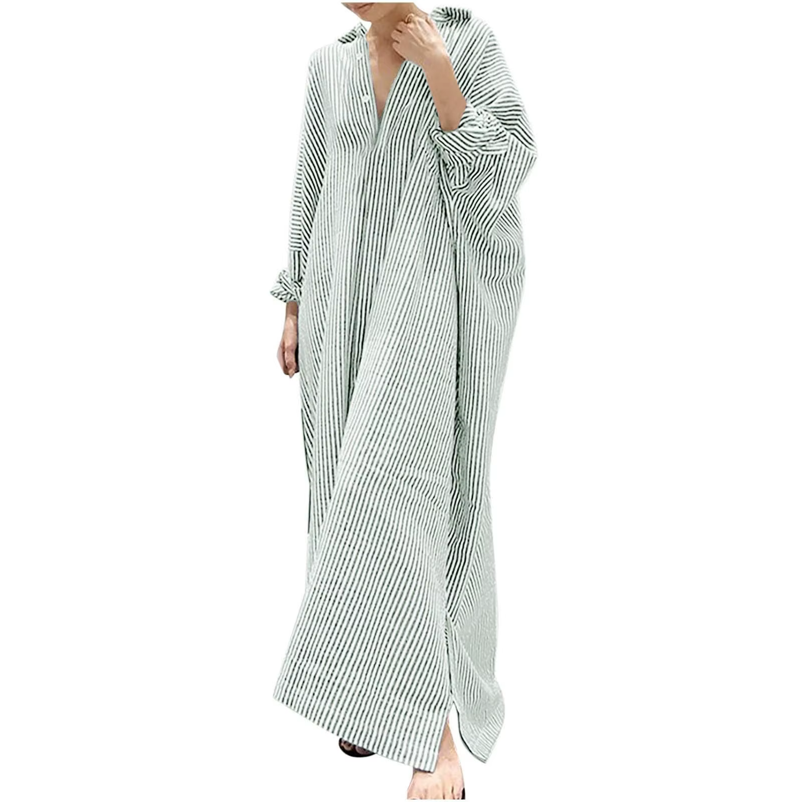 Robe d'été en coton à rayures pour femmes, tenues élégantes, chemise décontractée, robes Maxi, robes