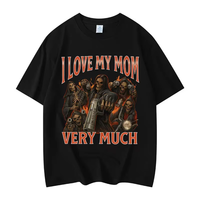 T-shirt humoristique « I Love My Mom Very Much » pour hommes et femmes, style gothique vintage, manc