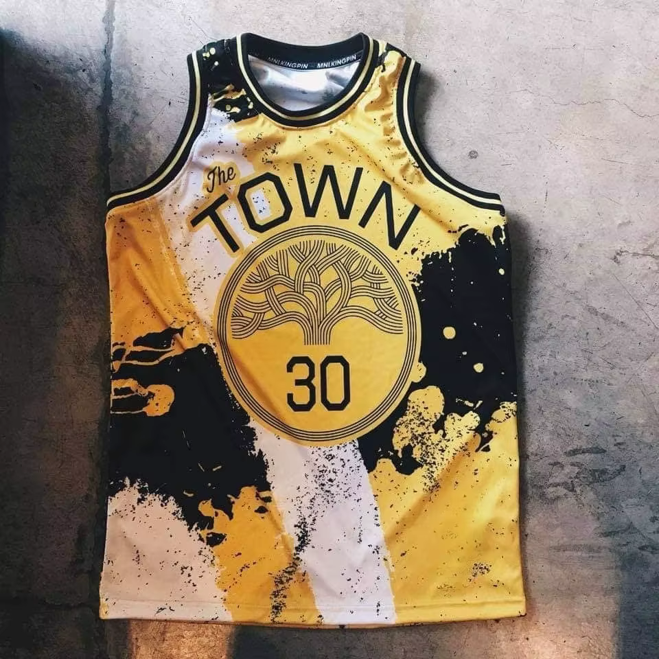 Sweat-shirt de basket-ball City Inkjet Graffiti n°30 Stephen Curry, jaune et noir, respirant, en mai