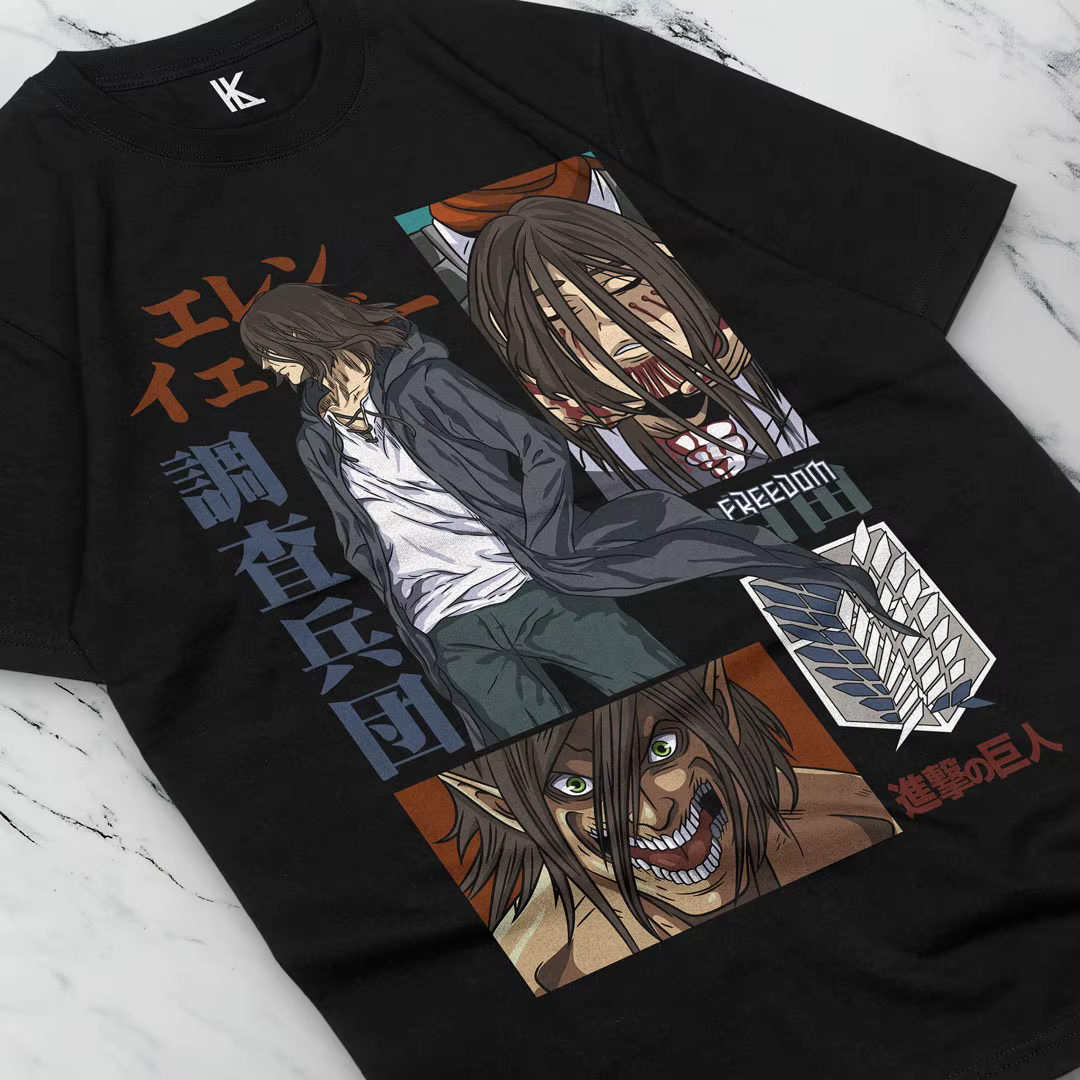 T-shirt Eren Yeager Aot, T-shirt graphique, Anime,Attack on Titan