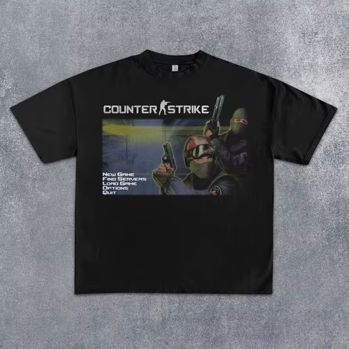 T-shirt de jeu de tir CSGO, coton pur, coupe ample, toutes saisons, t-shirt tendance unisexe, street
