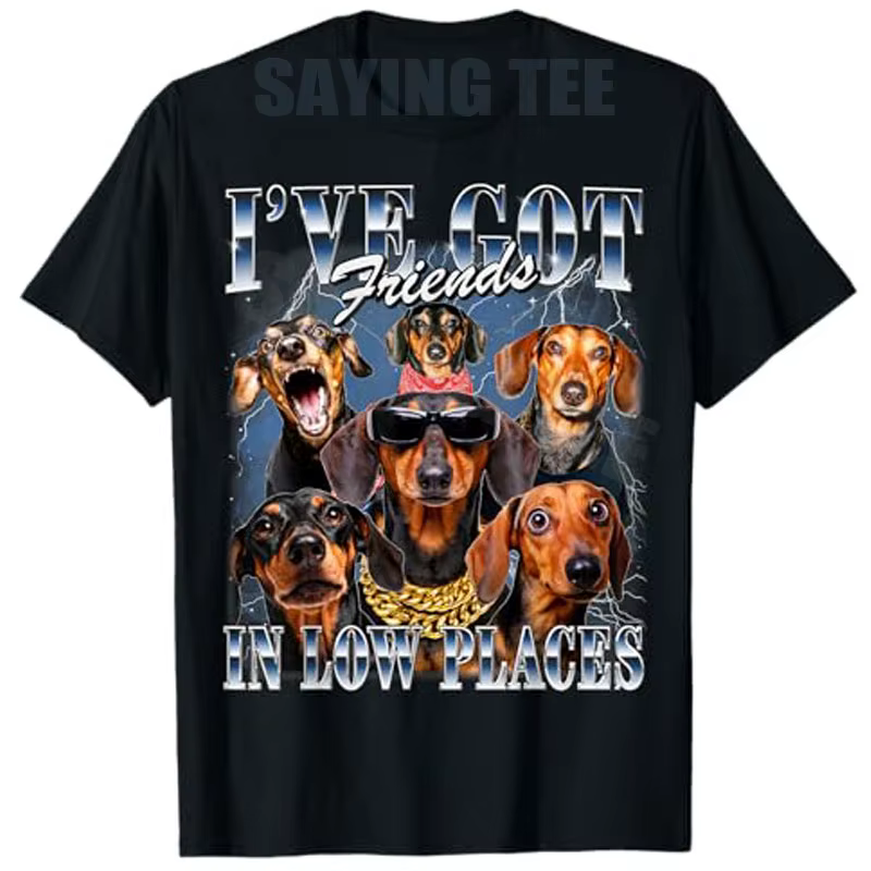 T-shirt Sarcastique Y2K pour Amoureux de Teckel, Style Années 90, avec Motif et Citation Humoristiqu