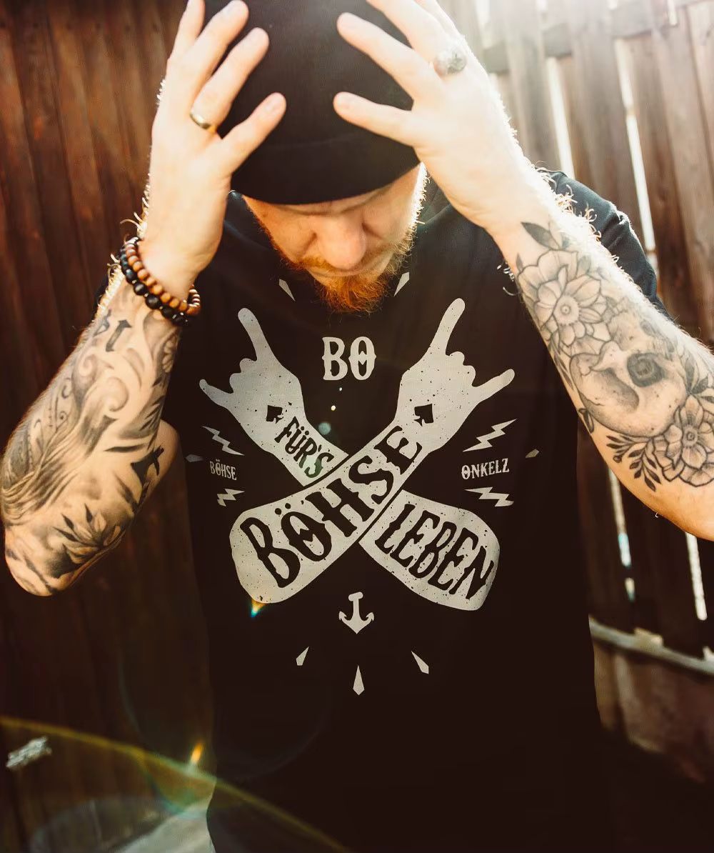 T-shirt en coton avec image de groupe musical Böse Menschen Böhse Onkelz, pour hommes et femmes, Str
