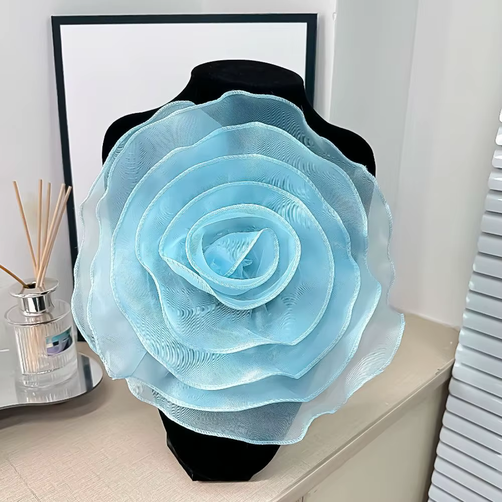 Nouveau fait à la main Rose fleur Patch vêtements robe cou décoration broche accessoires 3D fleur Co