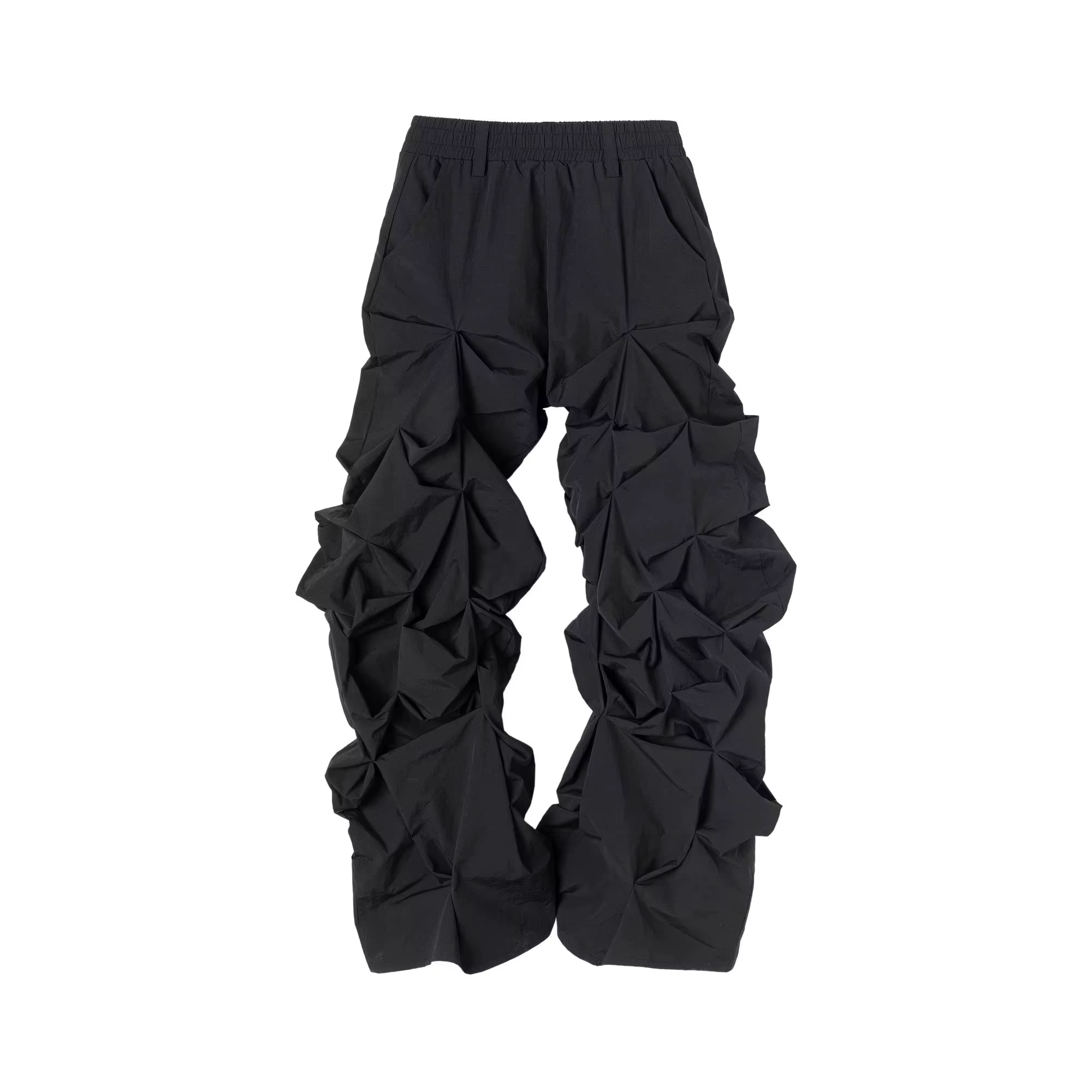 Mauroicardi printemps automne Cool Long noir empilé pantalon pour hommes taille élastique Streetwear