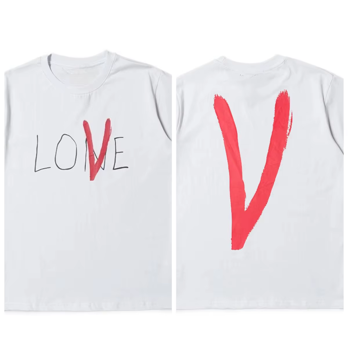 Nouveau T-shirt ample à manches courtes VLONE LIFE Limited 19ss avec imprimé lettres Graffiti LOVE p