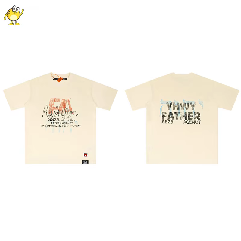 Nouveau T-shirt RRR123 en coton, mode streetwear, bonne qualité, été, homme femme, col rond, jaune a