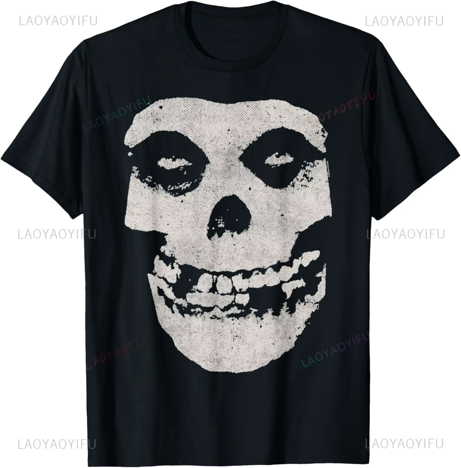 Misfits T-shirt crâne en détresse unisexe pour hommes femmes-Vintage gothique Streetwear surdimensio