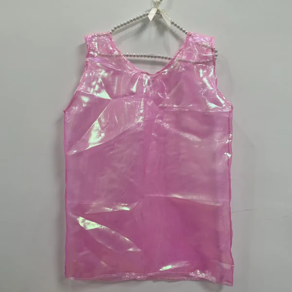 Gilet holographique rose fait main pour homme, costumes de danse pour spectacle en direct, chemises 