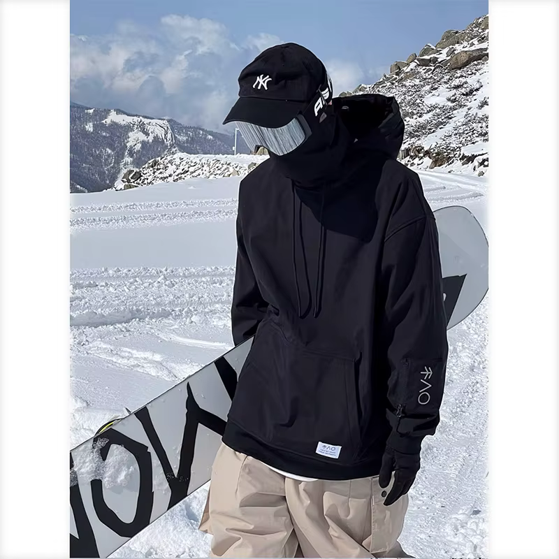 Sweat à capuche de Ski surdimensionné de couleur vive pour hommes et femmes, sweat à capuche de neig