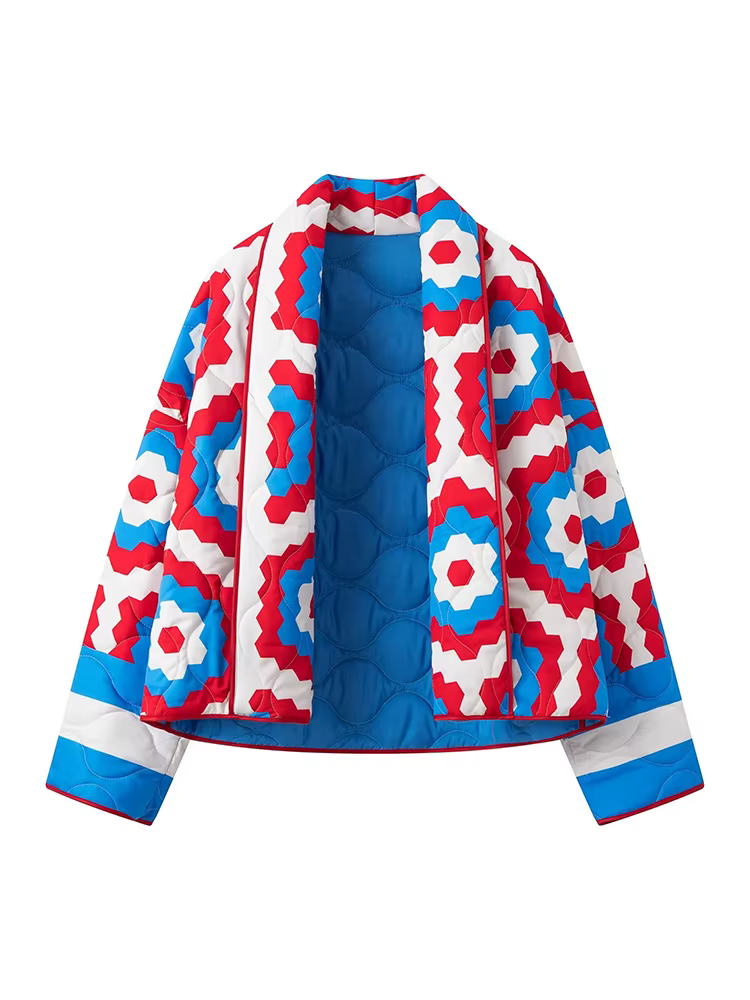 Veste confortable surdimensionnée en coton. Veste kimono en coton imprimé. Vêtements en coton amples