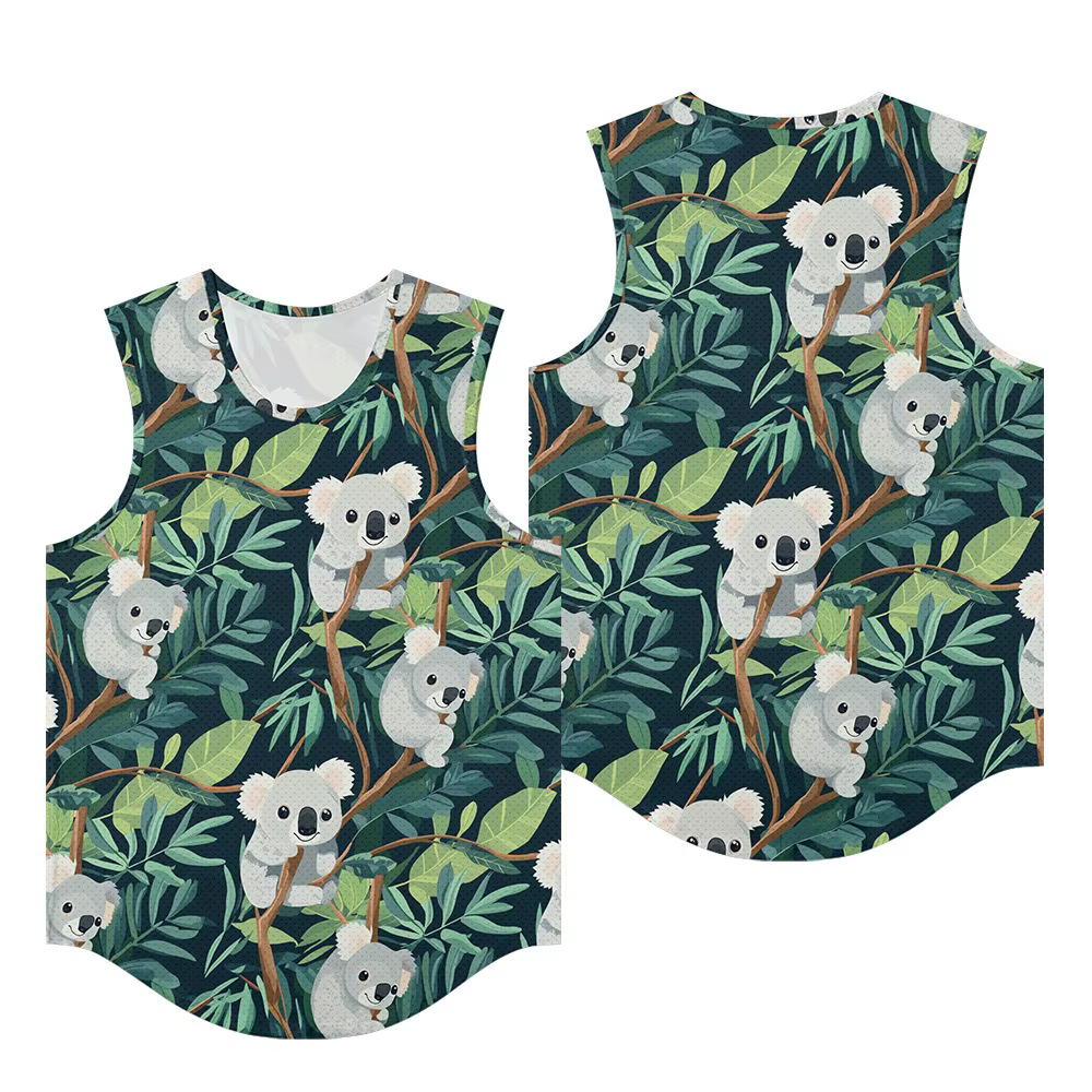Gilet rétro tendance imprimé Koala Tropical pour hommes, débardeur respirant, Fitness, Streetwear dé