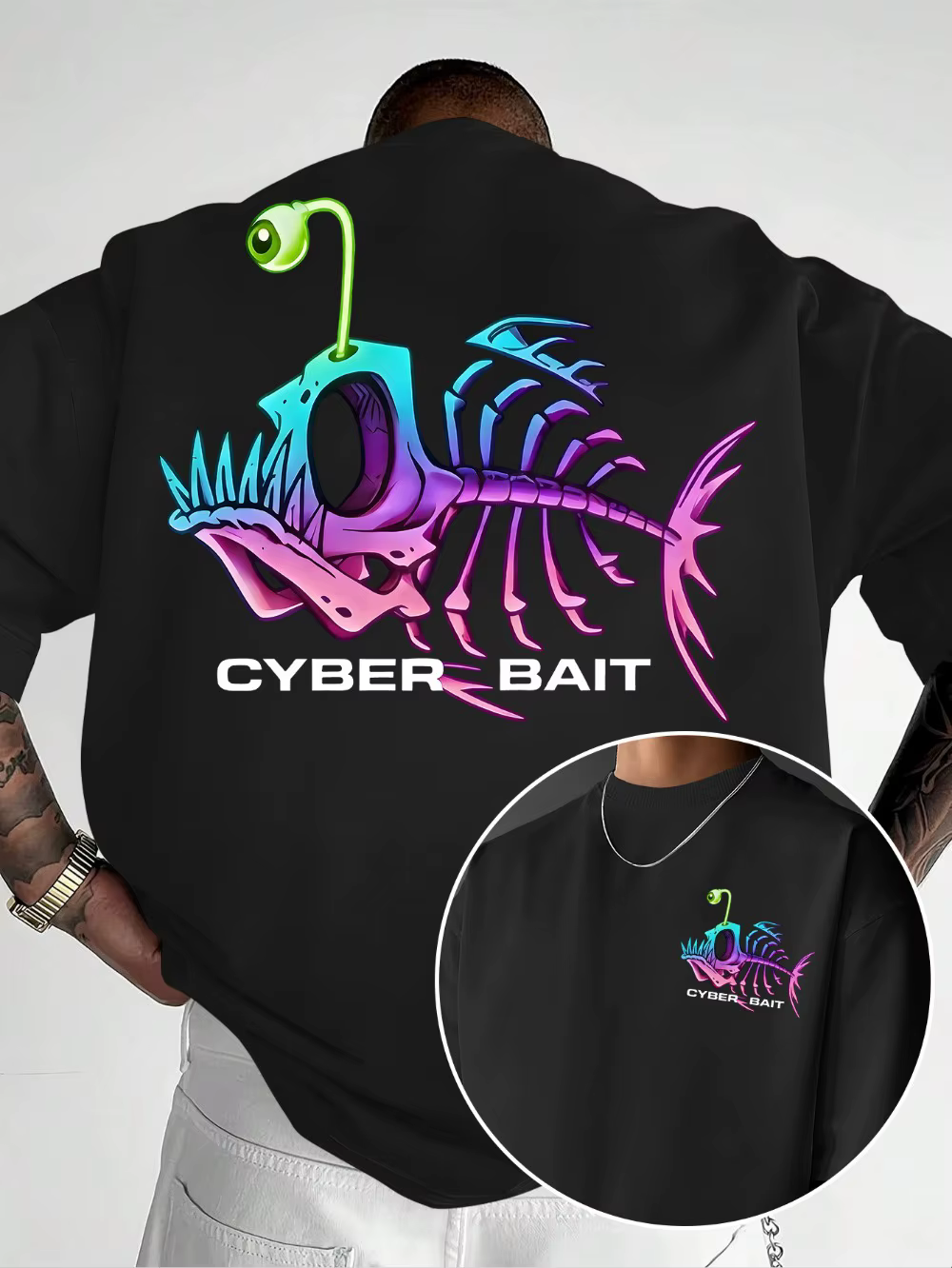 T-shirt pour homme à séchage rapide avec impression 3D de crâne de poisson osseux et squelette de po