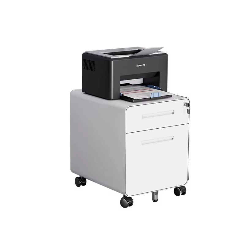 Classeur de bureau, design moderne : classeur en acier à 2-3 tiroirs avec roulettes réglables