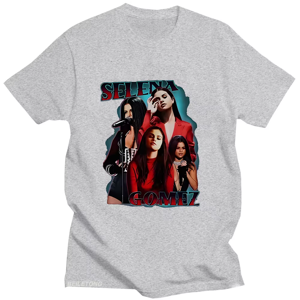 Selena Gomez-T-shirt à Manches Courtes en Coton, Vêtement à la Mode, avec Impression Graphique, Styl