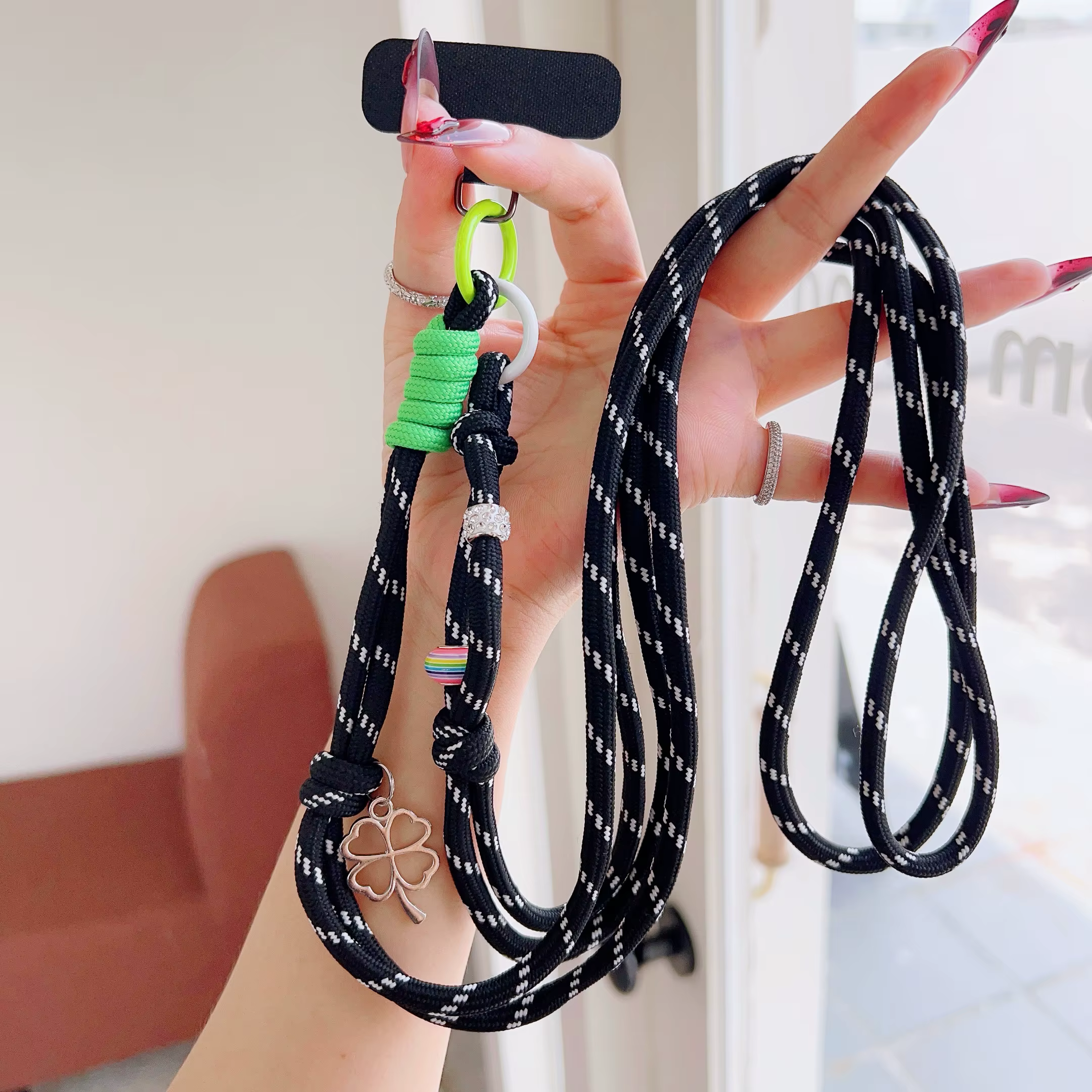 Lanière universelle pour téléphone portable en perles simples, longue corde à bandoulière, lanière d