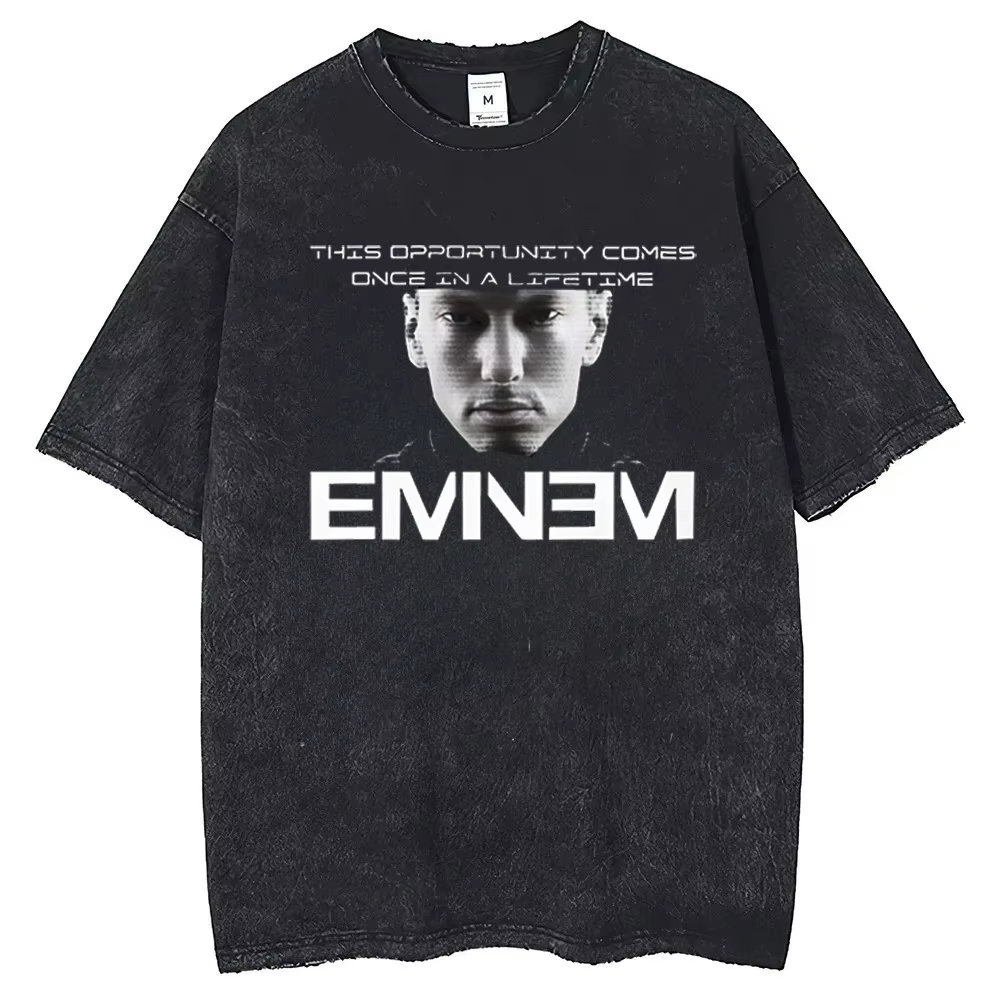 T-shirt délavé unisexe, rappeur des années 90, Eminem World Tour, musique, gothique, Streetwear, gra